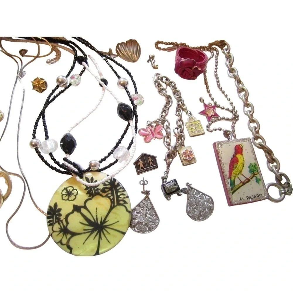 33P Vintage Mod Gold & Silver Tone Jewelry Lot*Bangles*Hair*Charm Bracelets*A205